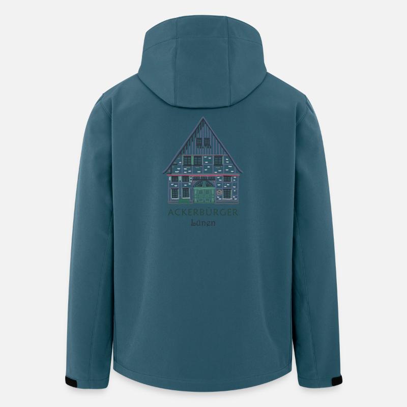Lünen, district d’Unna, dessin de l’Ackerbürgerhaus - Veste softshell homme en polyester recyclé Stanley/Stella - bleu pétrole foncé
