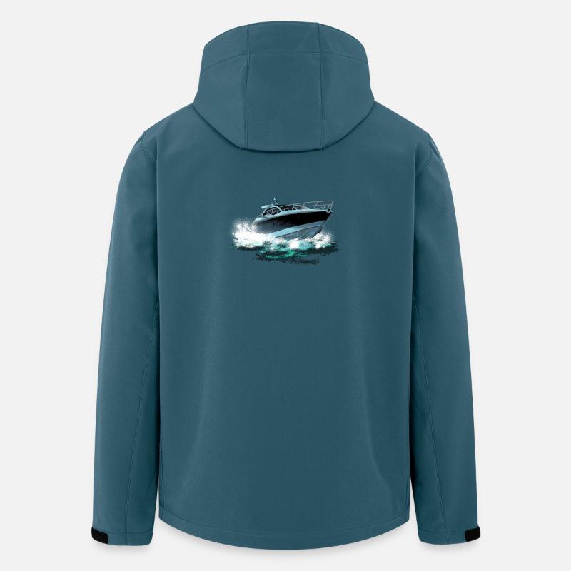 Yacht turquoise dans un jeu d’aquarelle - Veste softshell homme en polyester recyclé Stanley/Stella - bleu pétrole foncé