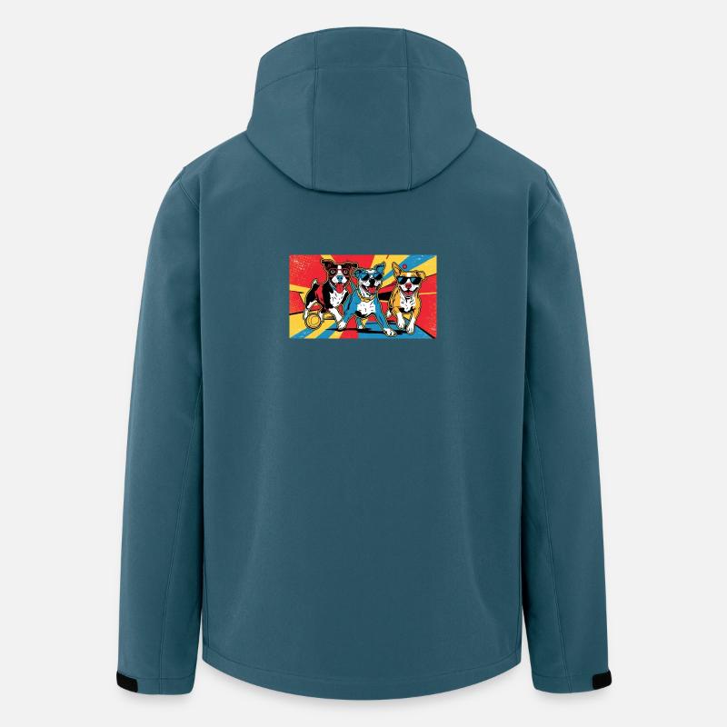 Funny Dogs "Playtime" - Recycelte Männer Softshell-Jacke von Stanley/Stella - Dunkles Petrol