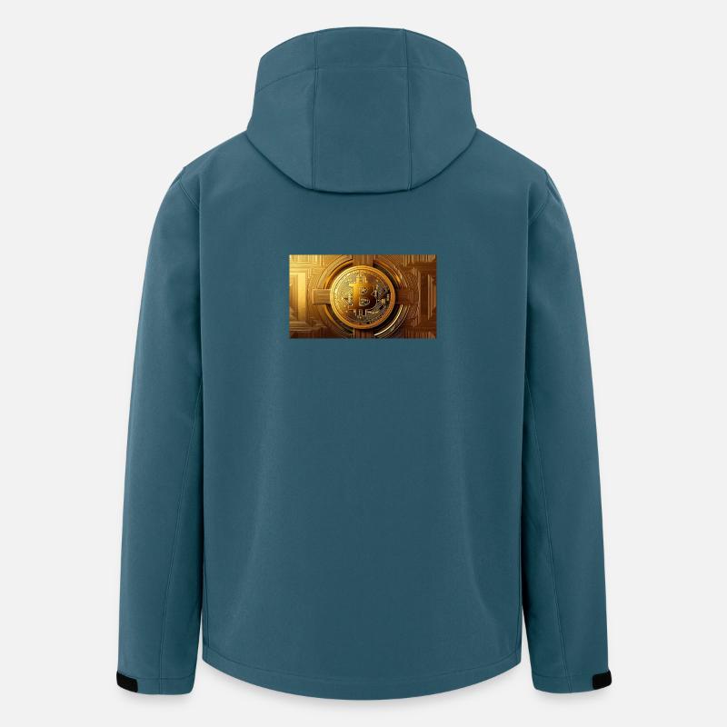 Bitcoin Gold Münze Muster - Recycelte Männer Softshell-Jacke von Stanley/Stella - Dunkles Petrol