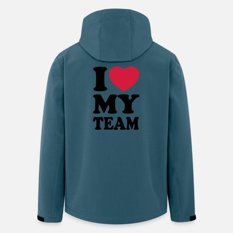 I love my team - J'aime mon équipe - Veste softshell homme en polyester recyclé Stanley/Stella - bleu pétrole foncé