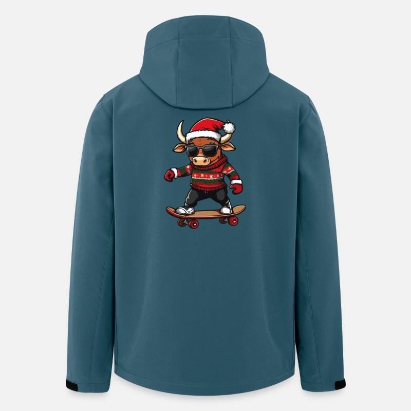 Stier Weihnachten Lustig - Recycelte Männer Softshell-Jacke von Stanley/Stella - Dunkles Petrol