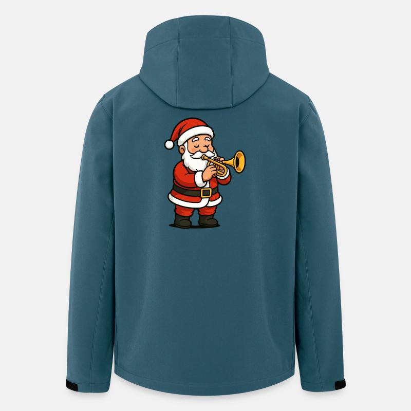 Weihnachts Santa Trompete Cartoon - Recycelte Männer Softshell-Jacke von Stanley/Stella - Dunkles Petrol