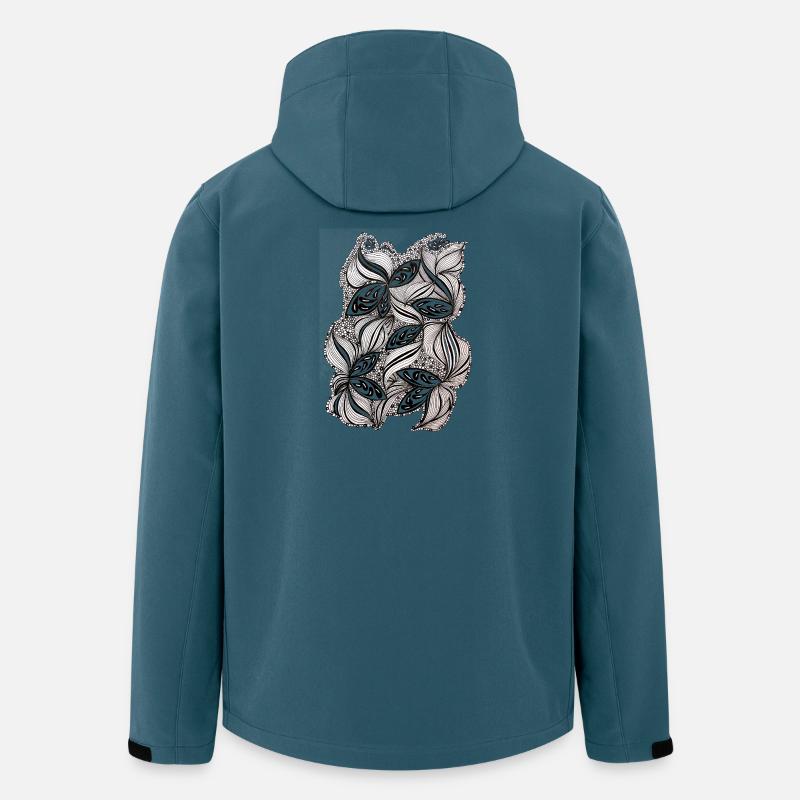 Schwarz-Weiß Blattmuster - Recycelte Männer Softshell-Jacke von Stanley/Stella - Dunkles Petrol
