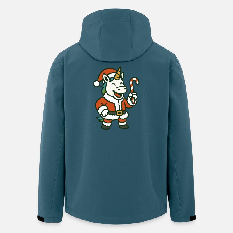 Weihnachtsmann-Einhorn mit Zuckerstangen-Kunst - Recycelte Männer Softshell-Jacke von Stanley/Stella - Dunkles Petrol