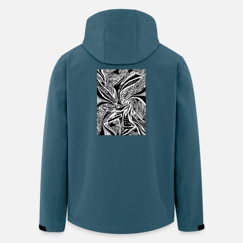 Schwarz-Weiß Abstraktes Design Nr. 3 - Recycelte Männer Softshell-Jacke von Stanley/Stella - Dunkles Petrol