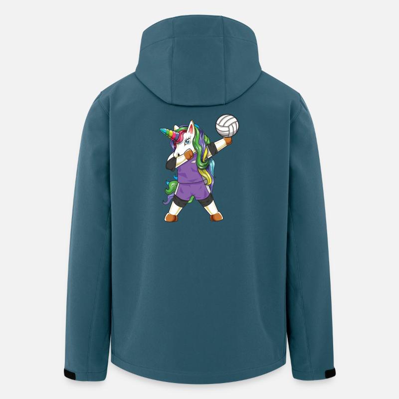 Lustiger Dabbing Volleyball-Einhorn-Regenbogenspieler - Recycelte Männer Softshell-Jacke von Stanley/Stella - Dunkles Petrol