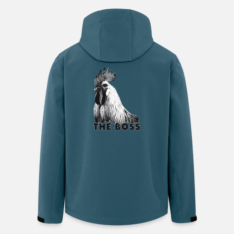 Fans de poulet - Coq - Coq - Chefsache - Chef - Veste softshell homme en polyester recyclé Stanley/Stella - bleu pétrole foncé