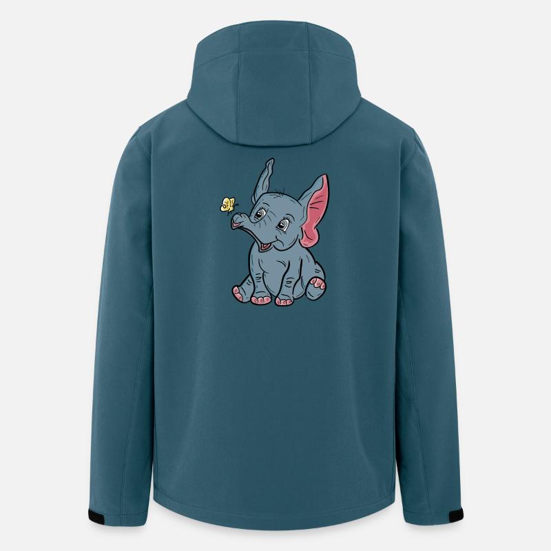 Bébé éléphant et papillon heureux - Veste softshell homme en polyester recyclé Stanley/Stella - bleu pétrole foncé