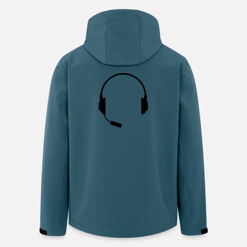 Casque avec micro - Veste softshell homme en polyester recyclé Stanley/Stella - bleu pétrole foncé