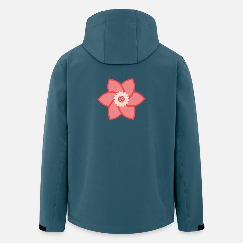 Fleur rouge rose et crème - Veste softshell homme en polyester recyclé Stanley/Stella - bleu pétrole foncé