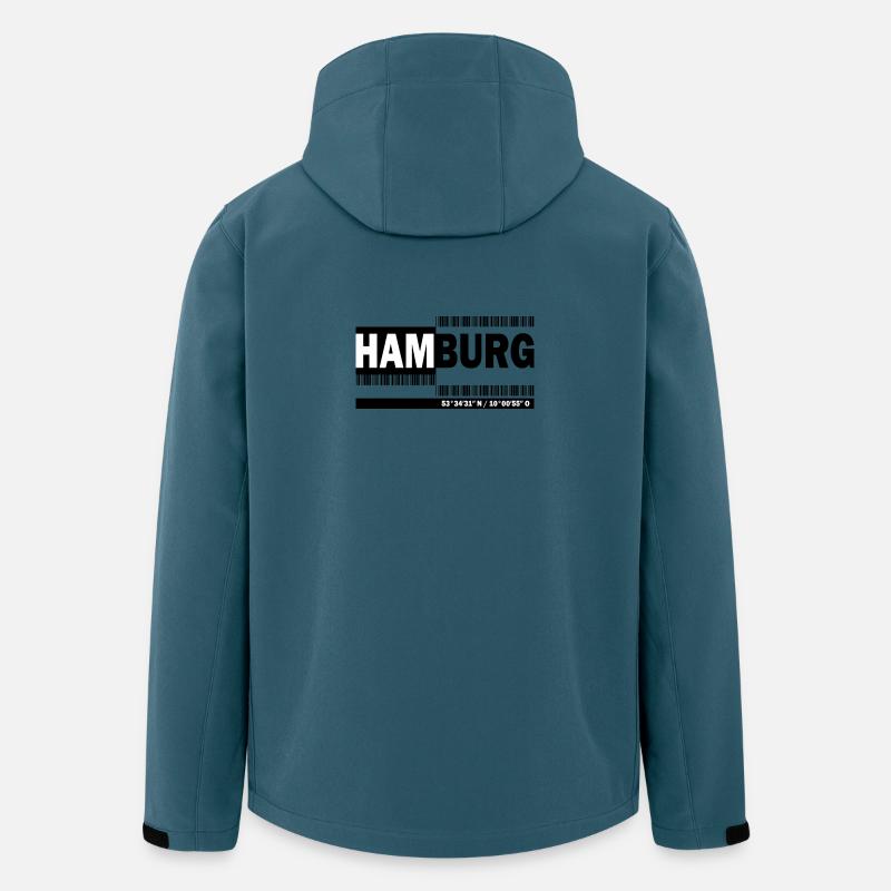 HAMBOURG - code-barres - Veste softshell homme en polyester recyclé Stanley/Stella - bleu pétrole foncé