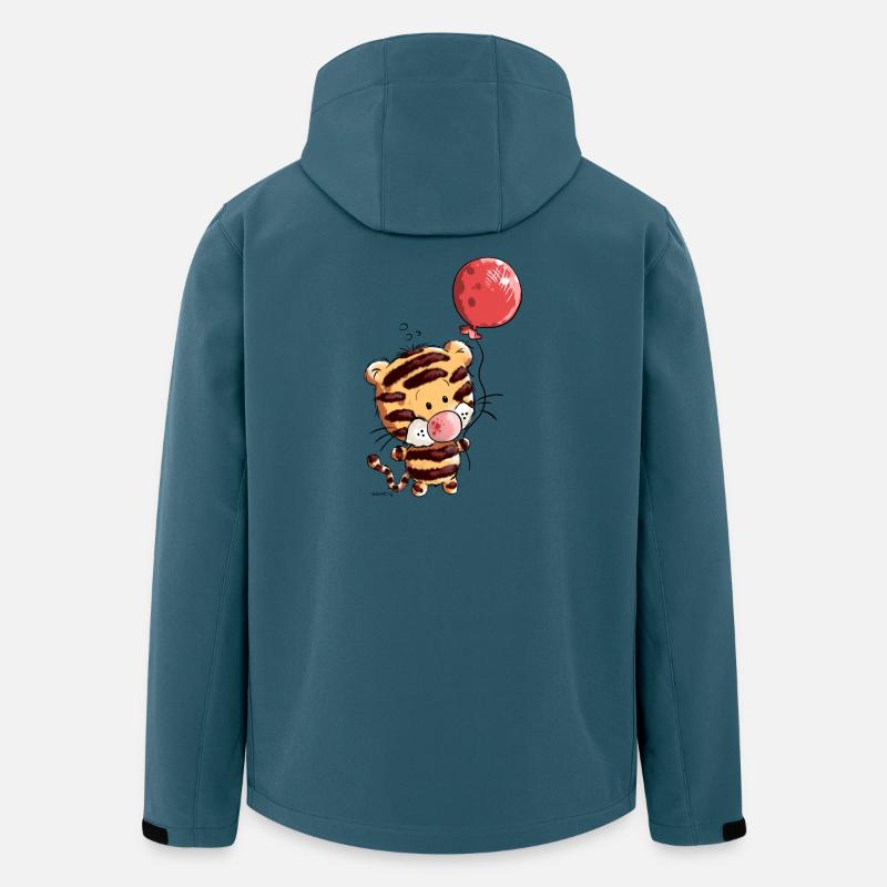Niedlicher Tiger mit Ballon I Luftballon Tierkind  - Recycelte Männer Softshell-Jacke von Stanley/Stella - Dunkles Petrol
