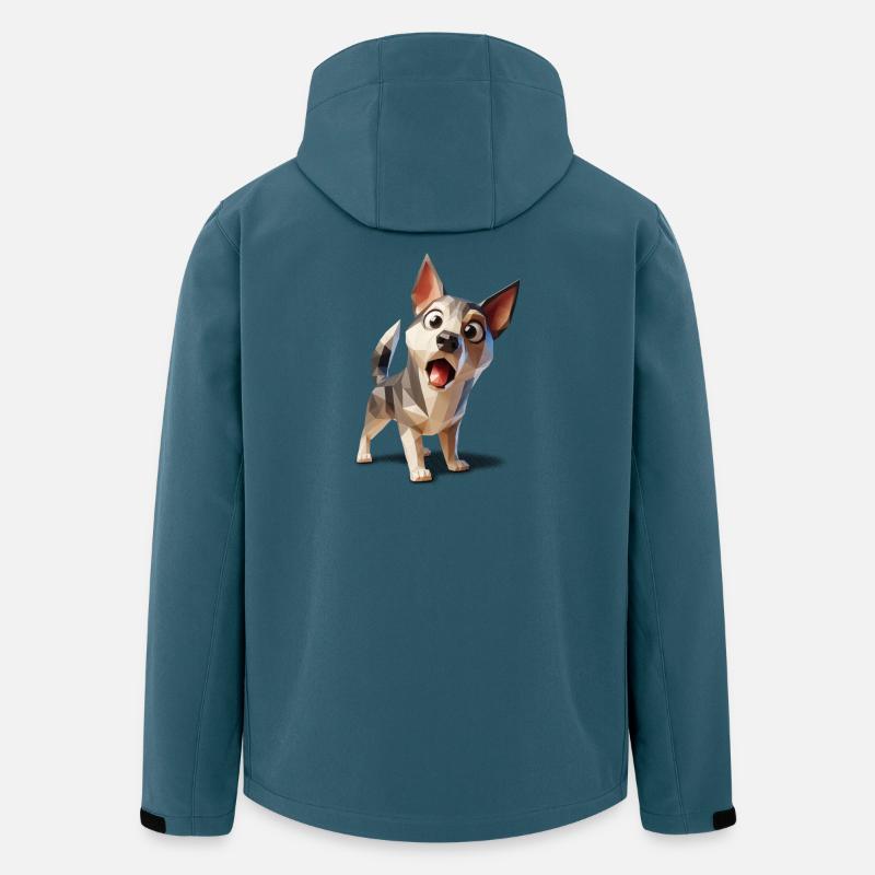 Überraschter Hundewelpe lowpoly - Recycelte Männer Softshell-Jacke von Stanley/Stella - Dunkles Petrol