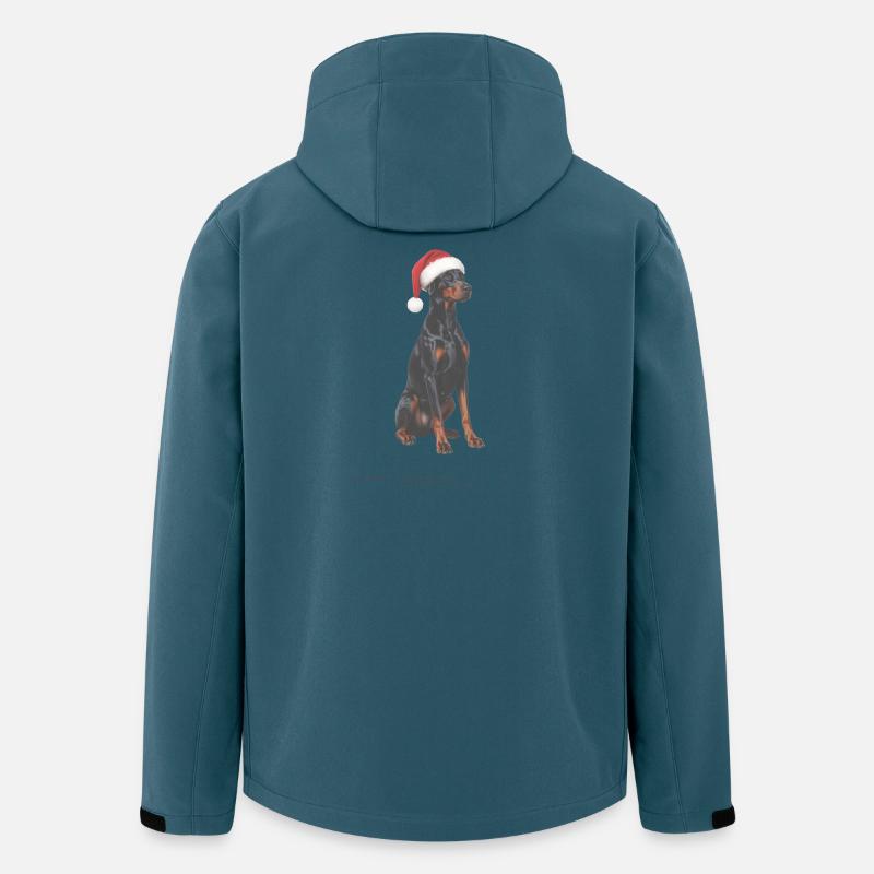 Dobermann Hund mit Santa Hut - Recycelte Männer Softshell-Jacke von Stanley/Stella - Dunkles Petrol