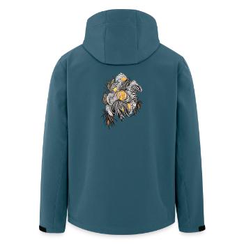 Noir Blossoms Accents d’orange - Veste softshell homme en polyester recyclé Stanley/Stella - bleu pétrole foncé - Dos - AI Model Male 185 light (185cm)