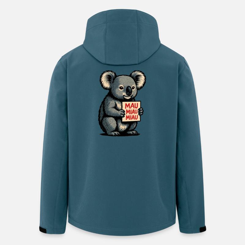 Koala avec signe Mau Meow Meow - Veste softshell homme en polyester recyclé Stanley/Stella - bleu pétrole foncé