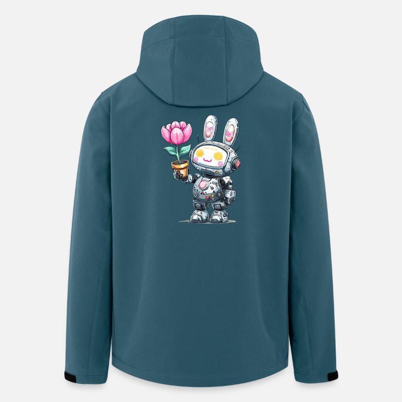 Robo-Bunny mit Blume - Recycelte Männer Softshell-Jacke von Stanley/Stella - Dunkles Petrol