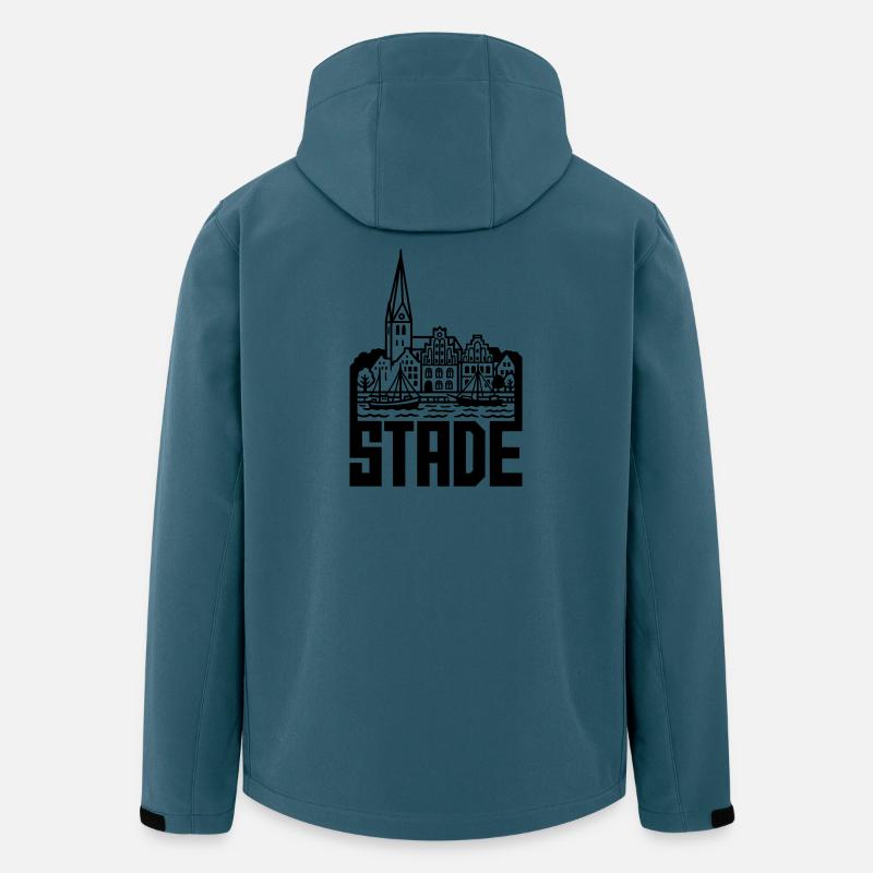 Monument Stade Silhouette - Veste softshell homme en polyester recyclé Stanley/Stella - bleu pétrole foncé