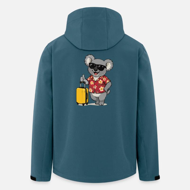 Look hawaïen de Koala Traveler - Veste softshell homme en polyester recyclé Stanley/Stella - bleu pétrole foncé