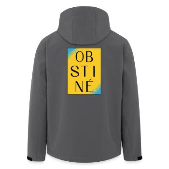 Stubborn in yellow contrast - Men’s Recycled Softshell Jacket by Stanley/Stella - stargazer - Back - AI Model Male 185 light (185cm)