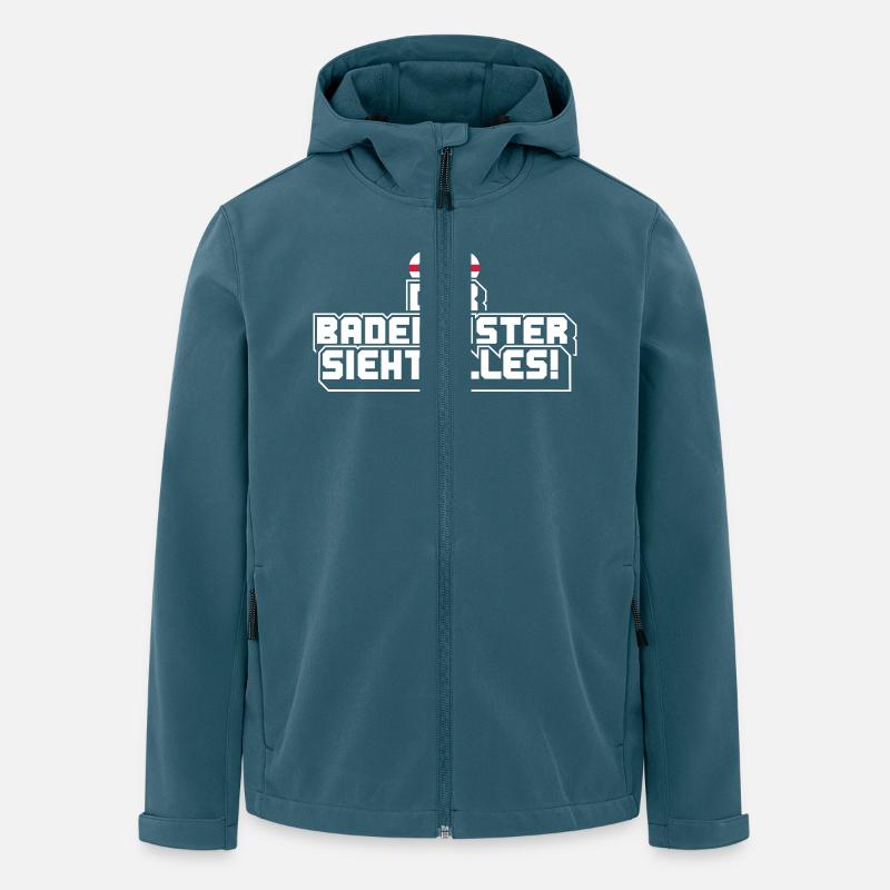 Le sauveteur voit tout - Veste softshell homme en polyester recyclé Stanley/Stella - bleu pétrole foncé