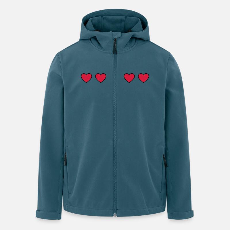 Ligne de symbole de cœurs - Veste softshell homme en polyester recyclé Stanley/Stella - bleu pétrole foncé
