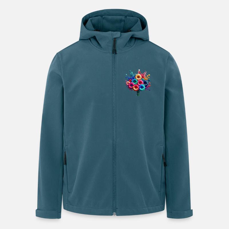 Blumen - Recycelte Männer Softshell-Jacke von Stanley/Stella - Dunkles Petrol