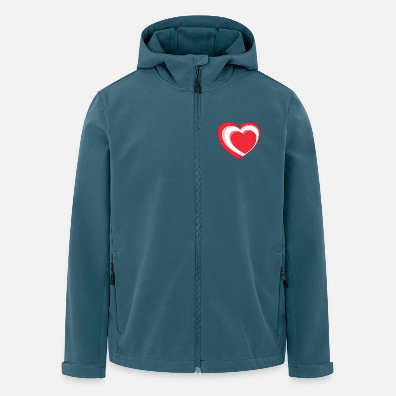 Rot-Weiß-Rotes Herz - Recycelte Männer Softshell-Jacke von Stanley/Stella - Dunkles Petrol