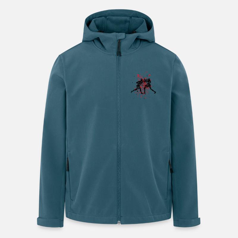 Boxe anglaise sur du rouge abstrait - Veste softshell homme en polyester recyclé Stanley/Stella - bleu pétrole foncé