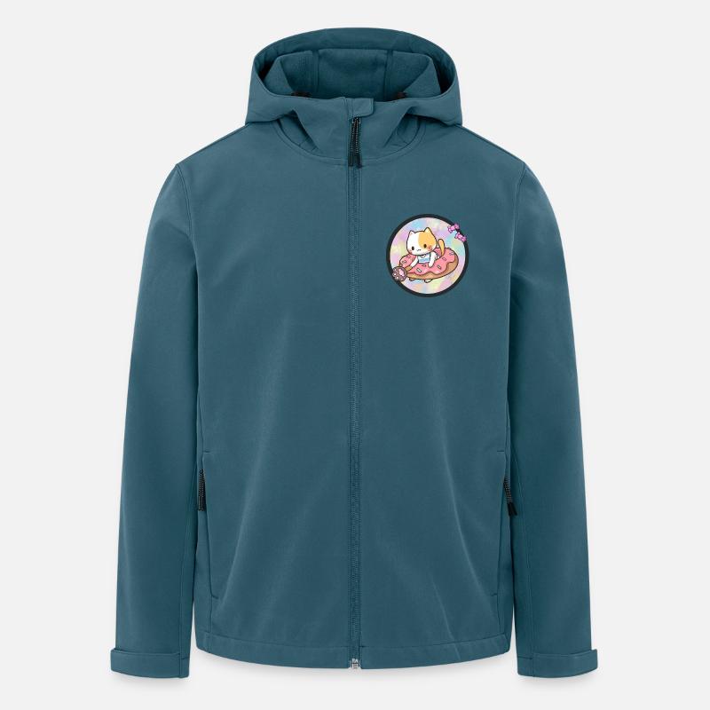 Kawaii Katze mit Donut und Süßigkeiten - Recycelte Männer Softshell-Jacke von Stanley/Stella - Dunkles Petrol