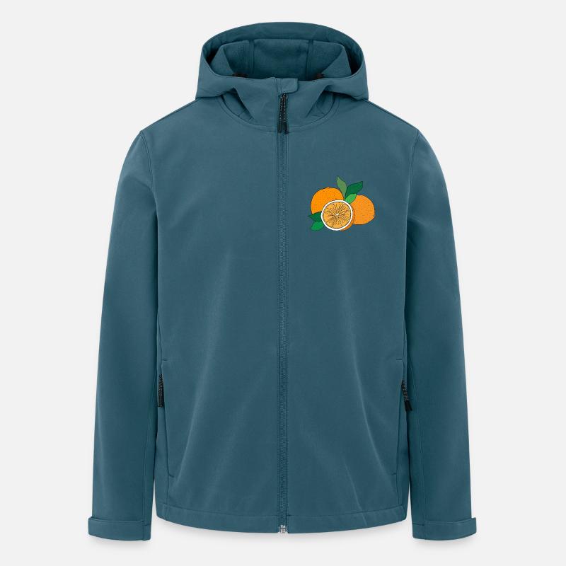 orangefarbener Druck - Recycelte Männer Softshell-Jacke von Stanley/Stella - Dunkles Petrol