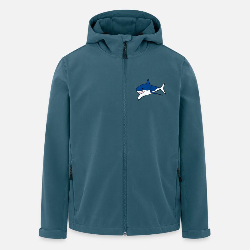 Grand requin blanc cartoon - Veste softshell homme en polyester recyclé Stanley/Stella - bleu pétrole foncé