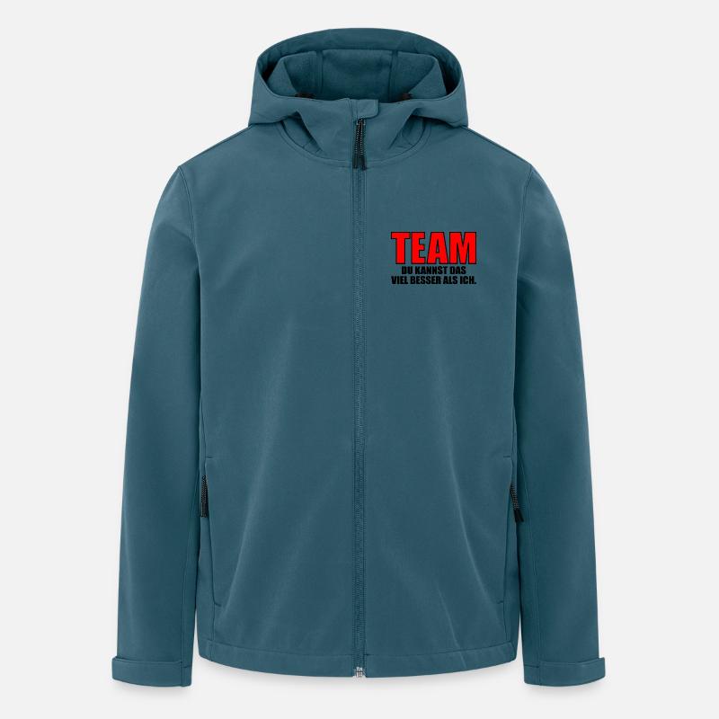 AUSREDEN SPRÜCHE - FAUL SEIN KOMPLIMENTE - Recycelte Männer Softshell-Jacke von Stanley/Stella - Dunkles Petrol