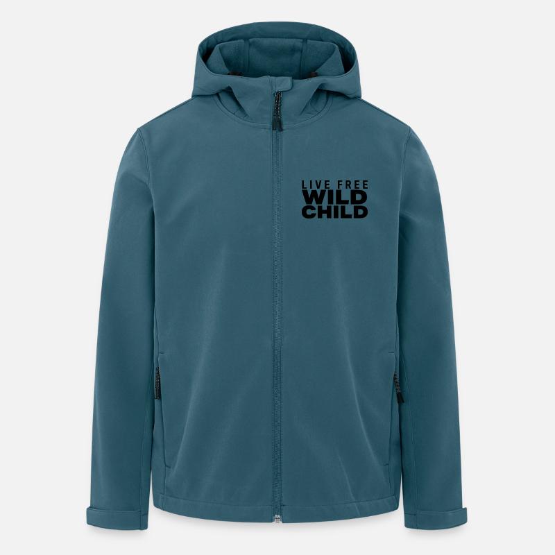 LIVE FREE WILD CHILD - Recycelte Männer Softshell-Jacke von Stanley/Stella - Dunkles Petrol