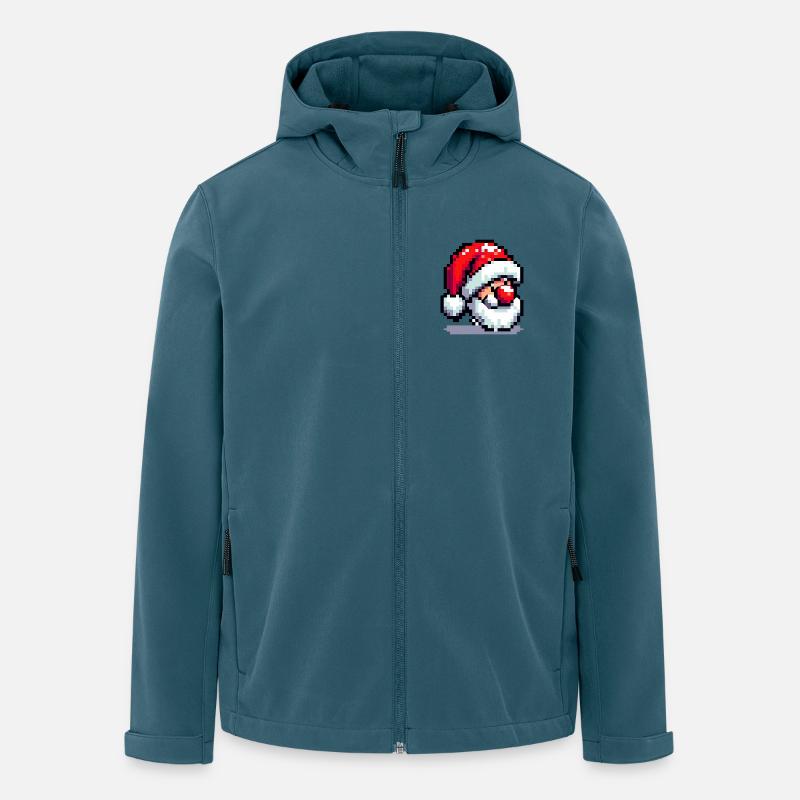 Rote Nase, Pixel-Charme: Weihnachtsmann - Recycelte Männer Softshell-Jacke von Stanley/Stella - Dunkles Petrol