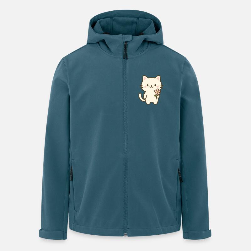 Süße Katze mit Blume - Recycelte Männer Softshell-Jacke von Stanley/Stella - Dunkles Petrol