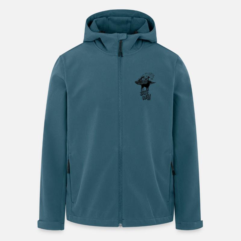Silhouette du surfeur du mur d’eau - Veste softshell homme en polyester recyclé Stanley/Stella - bleu pétrole foncé