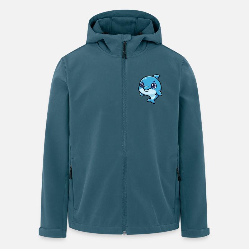 Lachender Delfin Cartoon Blau - Recycelte Männer Softshell-Jacke von Stanley/Stella - Dunkles Petrol