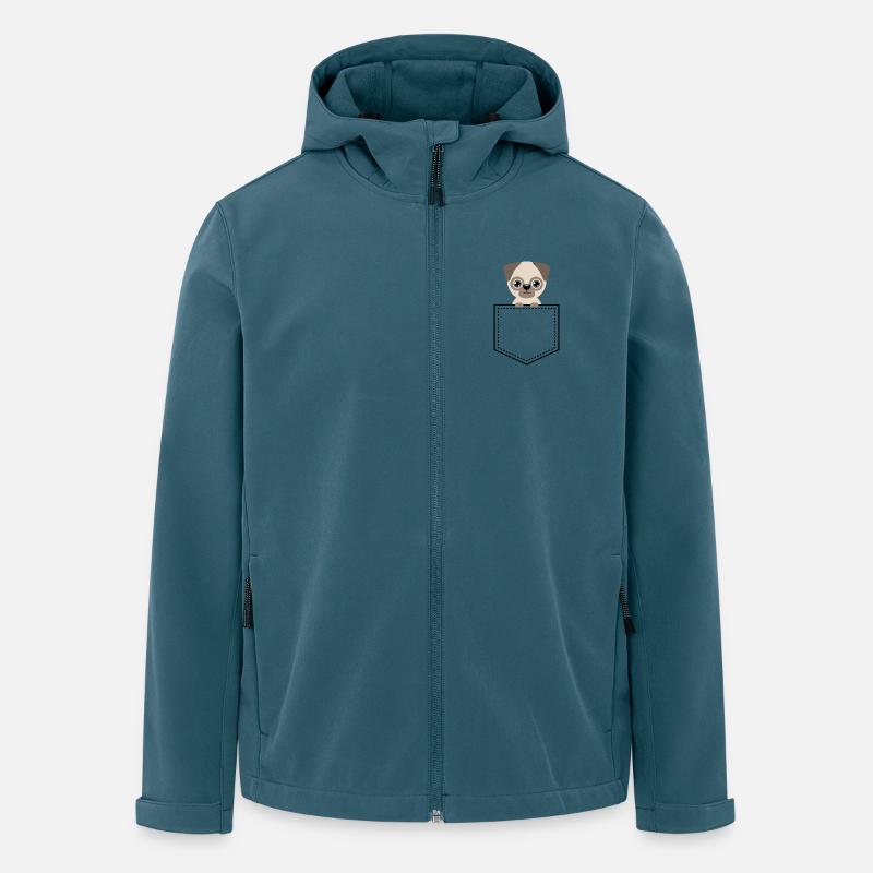 Kulleraugen Pug Cartoon - Recycelte Männer Softshell-Jacke von Stanley/Stella - Dunkles Petrol