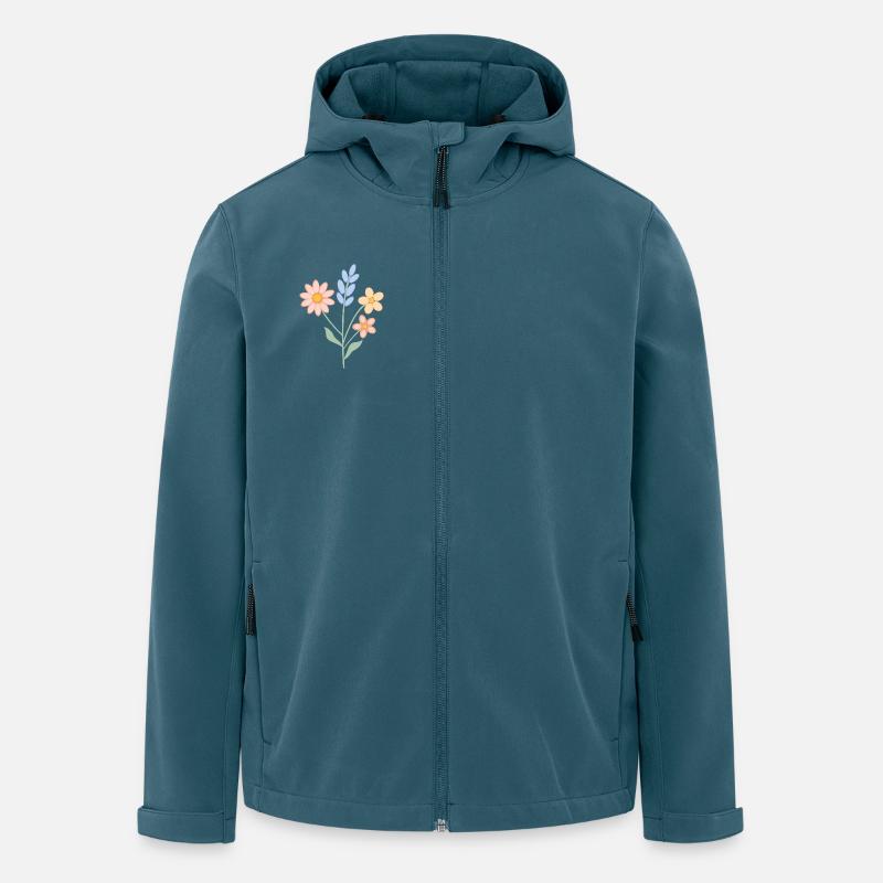 Pastell Blumenstrauß – Frühlingshaftes Design - Recycelte Männer Softshell-Jacke von Stanley/Stella - Dunkles Petrol