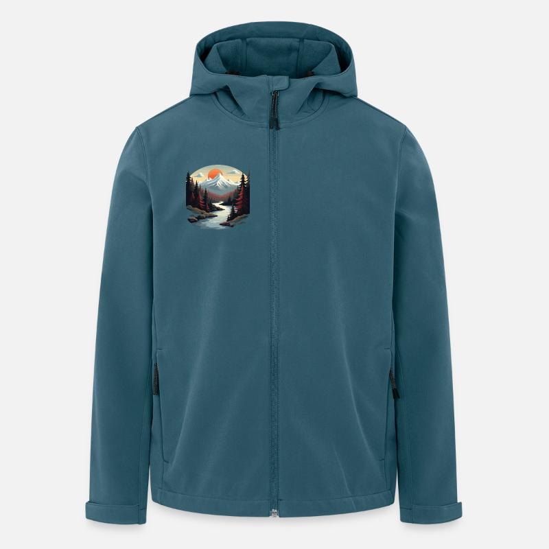Gebirgsparadies mit Sonnenuntergang - Recycelte Männer Softshell-Jacke von Stanley/Stella - Dunkles Petrol