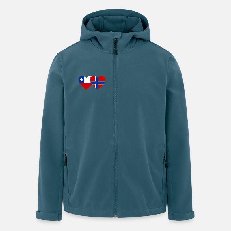Chile Norwegen Flagge Herz - Recycelte Männer Softshell-Jacke von Stanley/Stella - Dunkles Petrol
