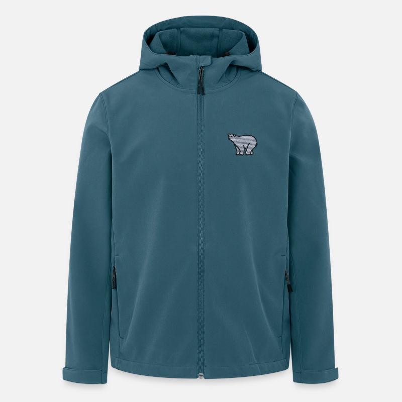 Isbjörn broderad - Softshelljacka herr i återvunnen polyester Stanley/Stella - mörk petrol