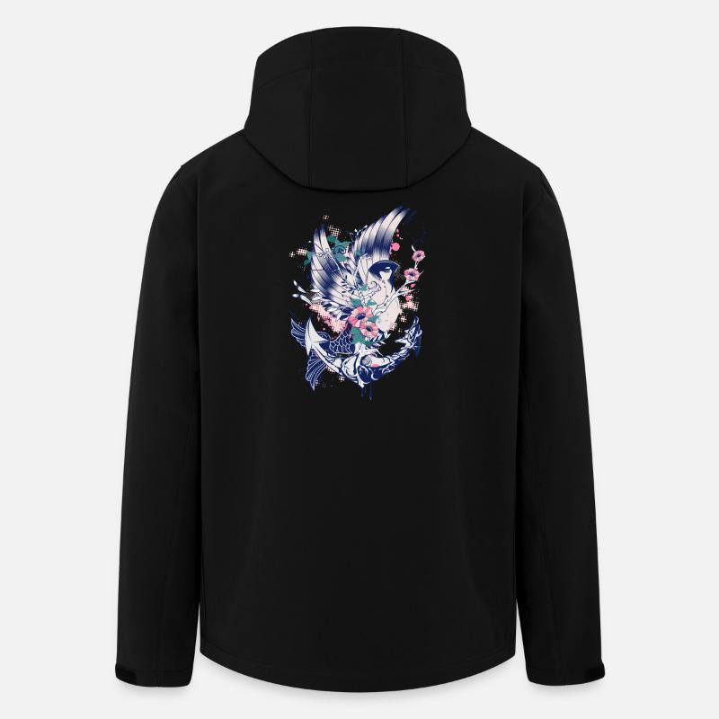 Ein Vogel mit Fischflosse Anker und Blüten - Recycelte Männer Softshell-Jacke von Stanley/Stella - Schwarz