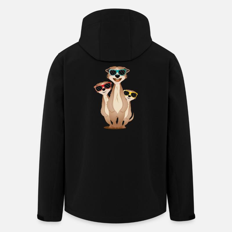coole Erdmännchen Gruppe mit Sonnenbrillen - Recycelte Männer Softshell-Jacke von Stanley/Stella - Schwarz