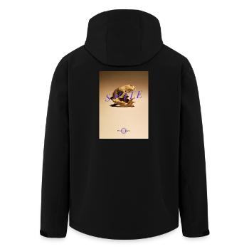 SkelettSmile mit lila Schrift - Recycelte Männer Softshell-Jacke von Stanley/Stella - Schwarz - Hinten - AI Model Male 185 light (185cm)