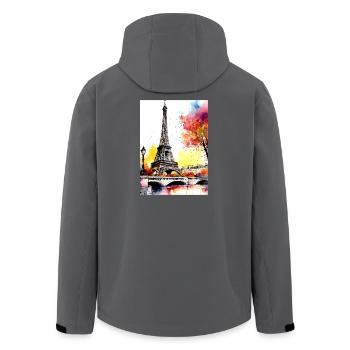 Eiffel Tower in autumn watercolour - Men’s Recycled Softshell Jacket by Stanley/Stella - anthracite - Back - AI Model Male 185 light (185cm)