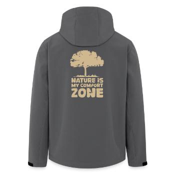 Eiche Baum Wald Komfort Zone Natur Symbol Logo - Recycelte Männer Softshell-Jacke von Stanley/Stella - Schwarz - Hinten - AI Model Male 185 light (185cm)