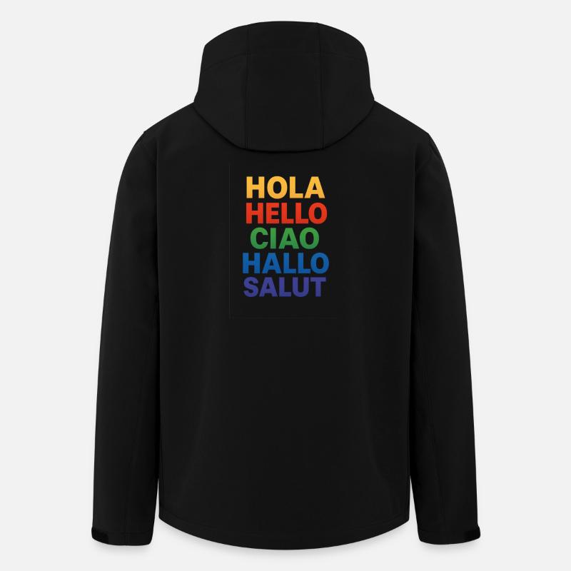 HOLA HELLO CIAO HALLO SALUT - Veste softshell homme en polyester recyclé Stanley/Stella - noir